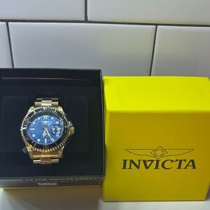 Invicta Pro Diver Stainless Steel Gold Color Watch with Blue Dial Model 30810